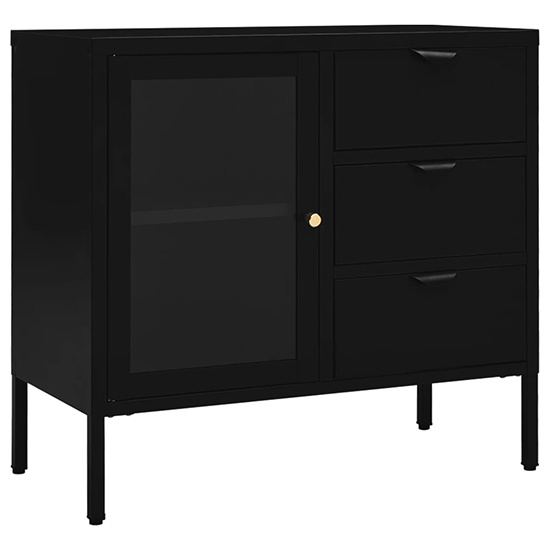 Masika Steel Display Cabinet With 1 Door 3 Drawers In Black_2