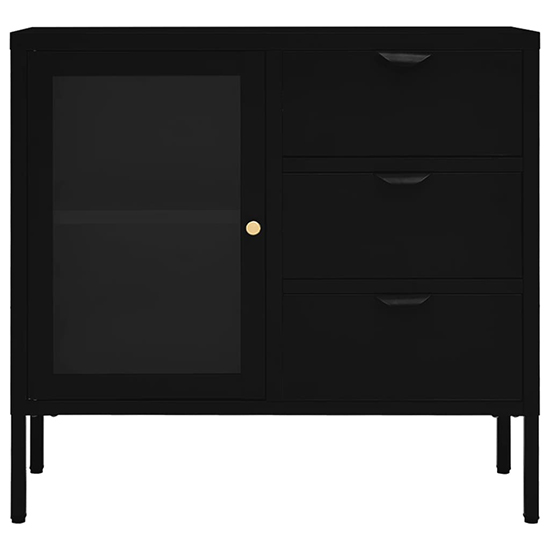 Masika Steel Display Cabinet With 1 Door 3 Drawers In Black