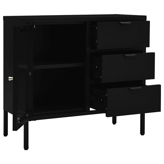 Masika Steel Display Cabinet With 1 Door 3 Drawers In Black
