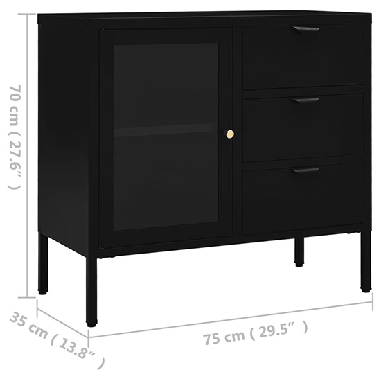 Masika Steel Display Cabinet With 1 Door 3 Drawers In Black_6