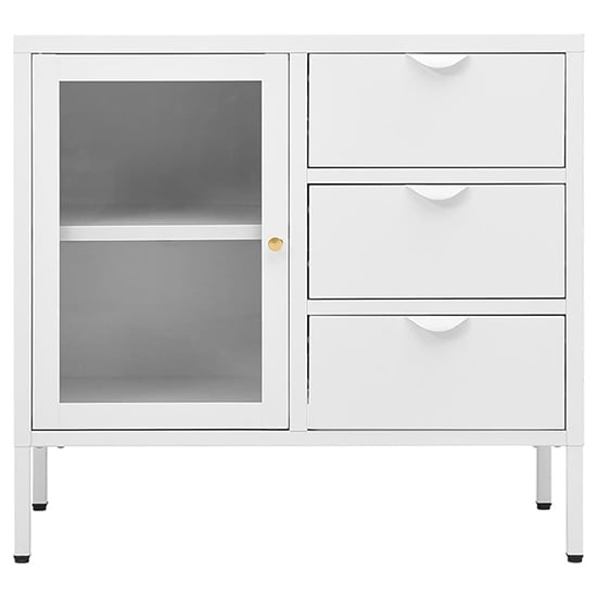 Masika Steel Display Cabinet With 1 Door 3 Drawers In White_3