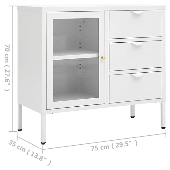 Masika Steel Display Cabinet With 1 Door 3 Drawers In White_6