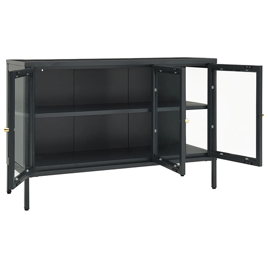 Masika Steel Display Cabinet With 3 Doors In Anthracite