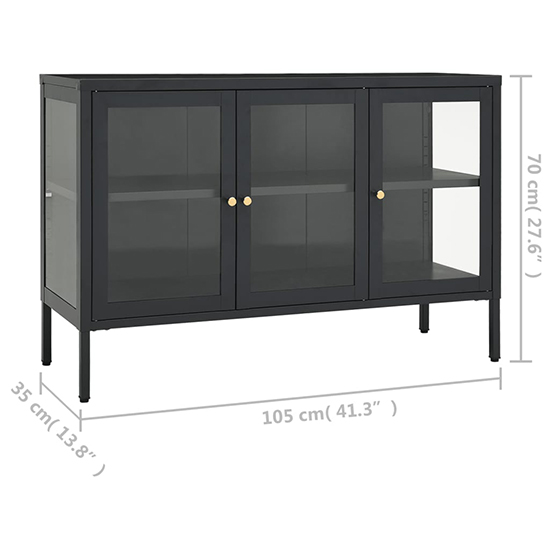 Masika Steel Display Cabinet With 3 Doors In Anthracite