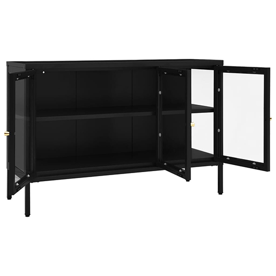 Masika Steel Display Cabinet With 3 Doors In Black_4