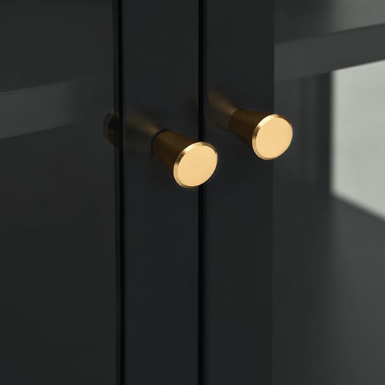 Masika Steel Display Cabinet With 3 Doors In Black_5