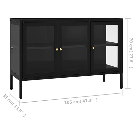 Masika Steel Display Cabinet With 3 Doors In Black_6