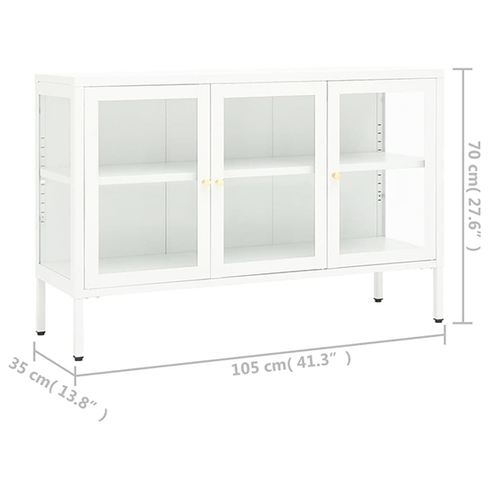 Masika Steel Display Cabinet With 3 Doors In White_6