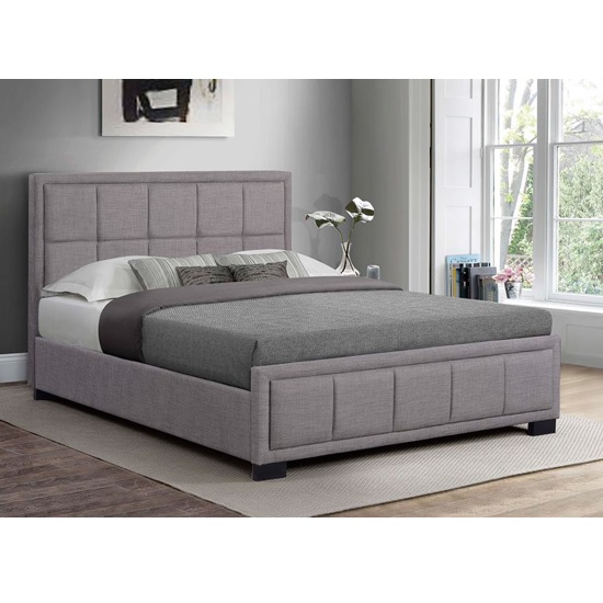 Read more about Masira contemporary fabric double bed in grey