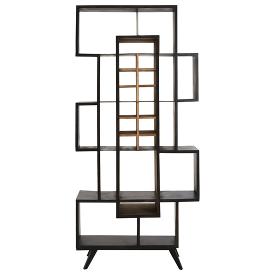 Masoka Wooden Shelving Unit With Black Frame In Natural