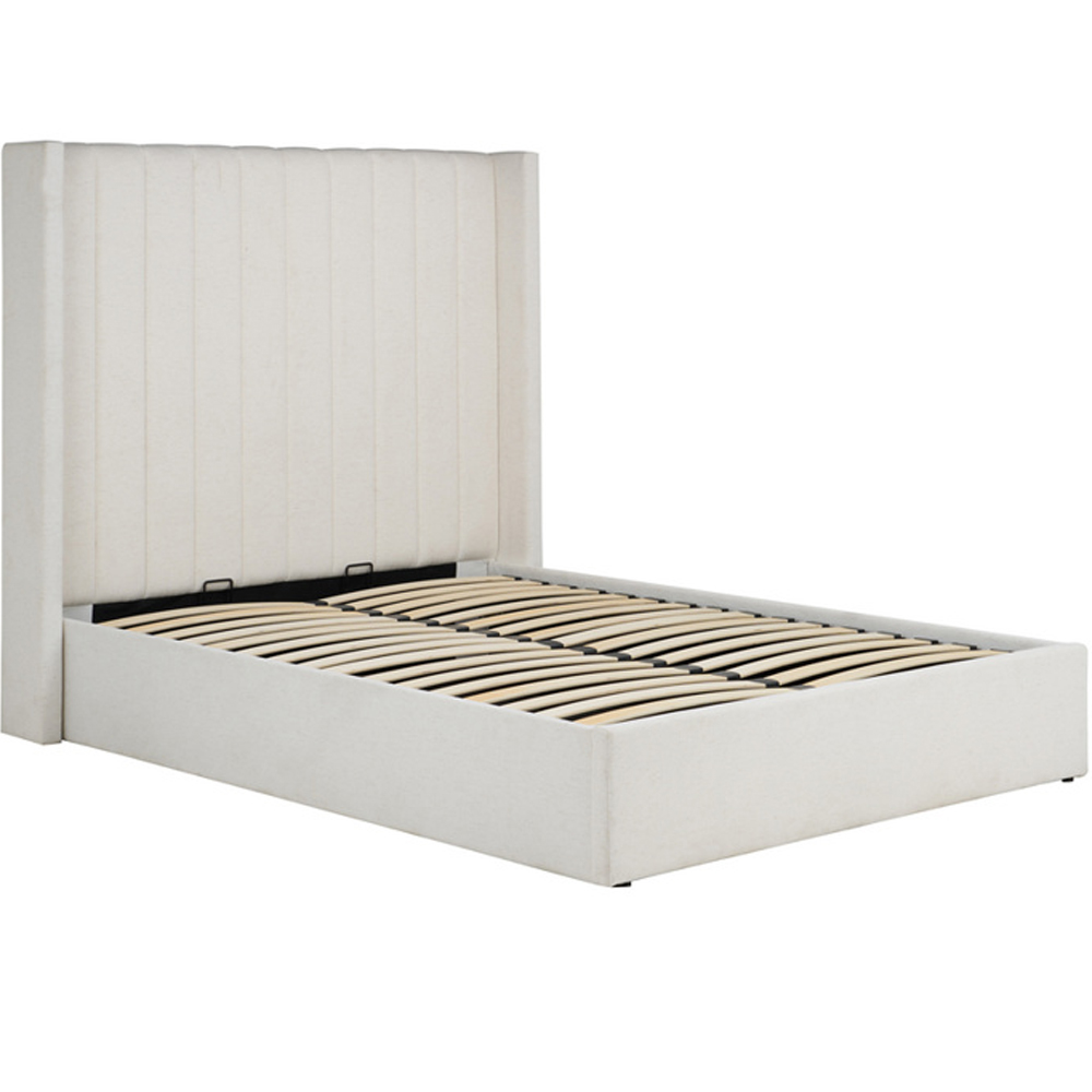 Maspeth Fabric Ottoman Storage Double Bed In Cream