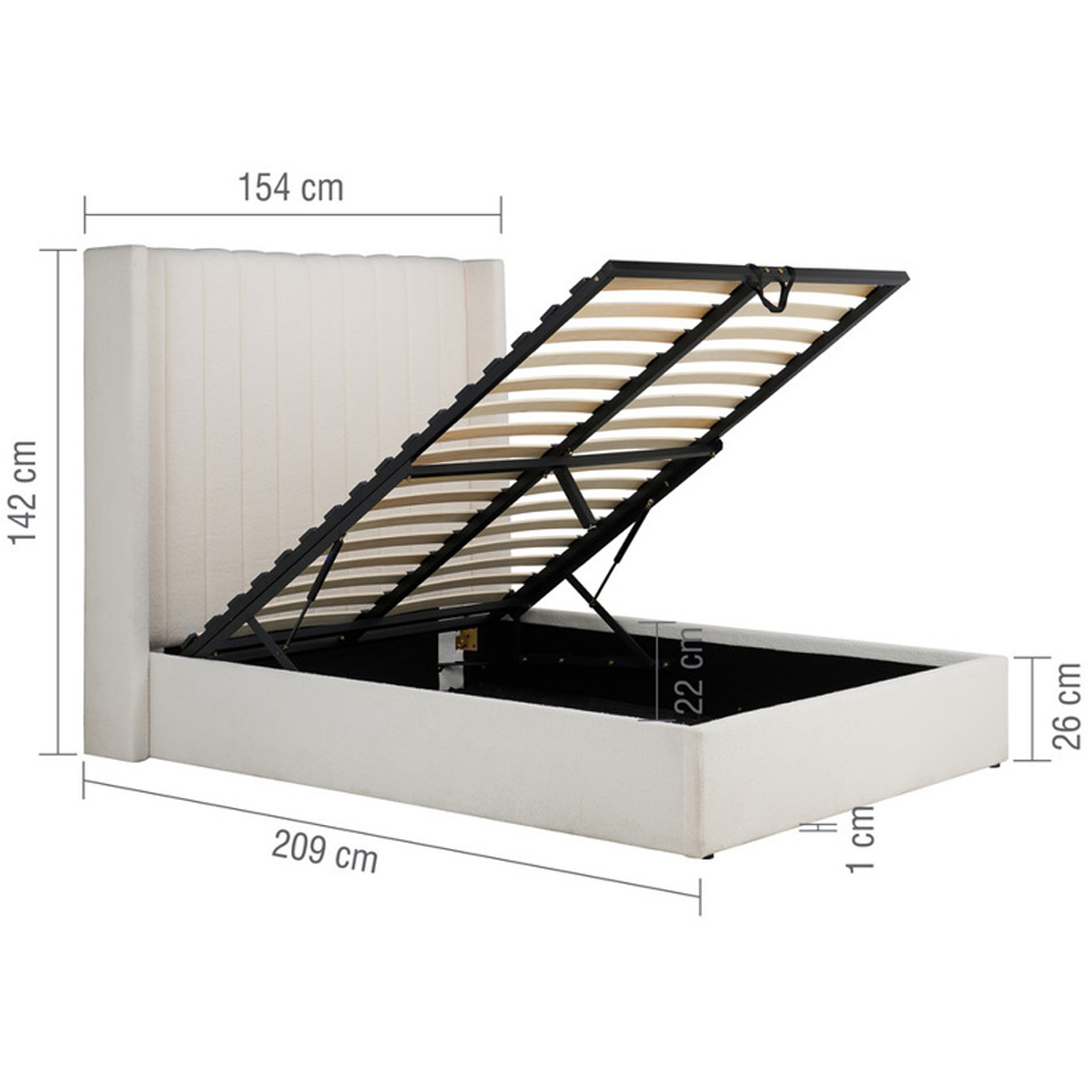 Maspeth Fabric Ottoman Storage Double Bed In White