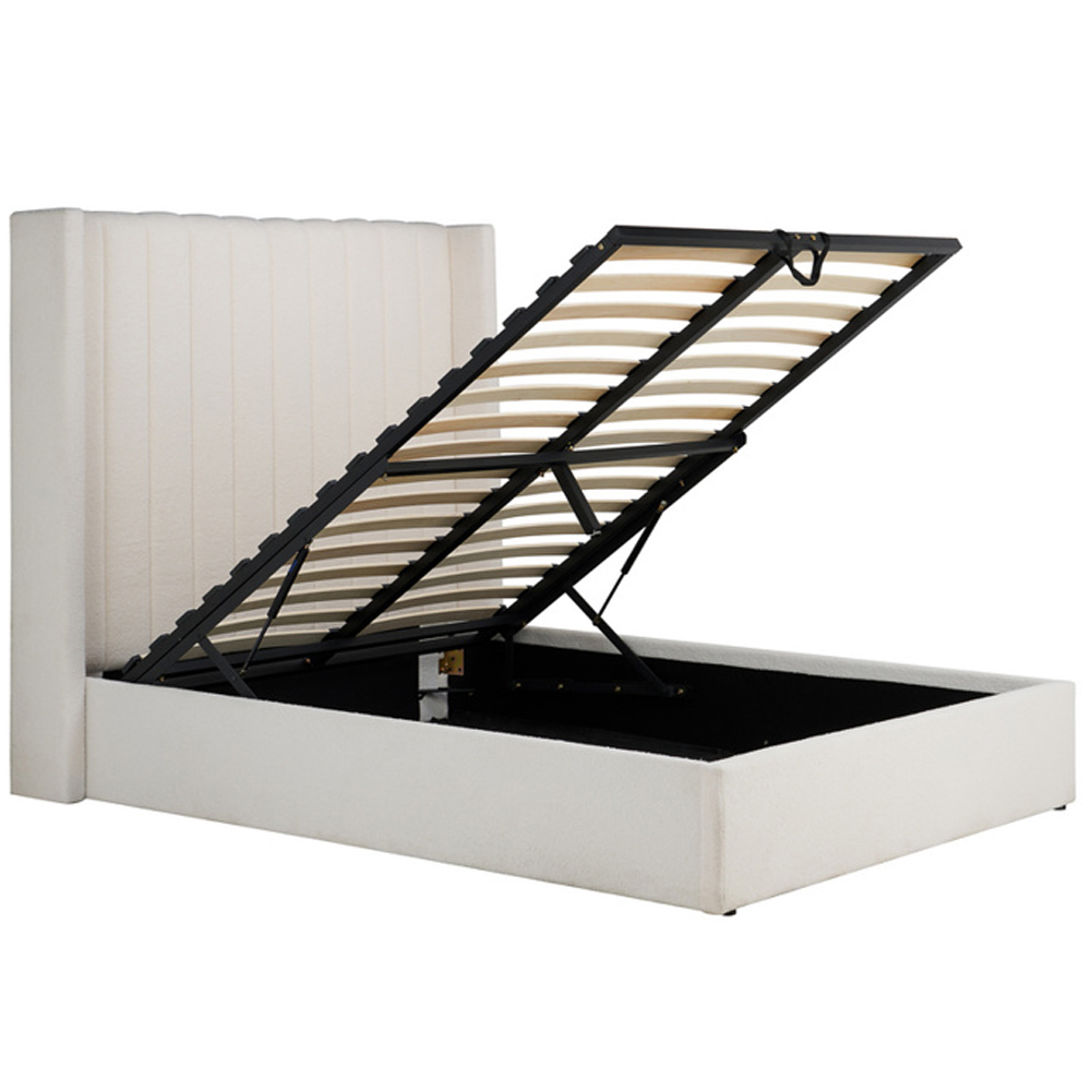 Maspeth Fabric Ottoman Storage King Size Bed In White