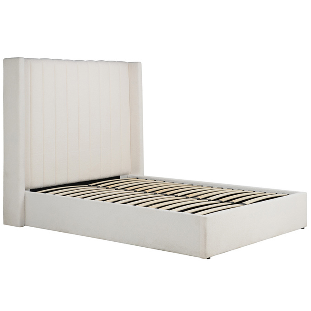 Maspeth Fabric Ottoman Storage King Size Bed In White