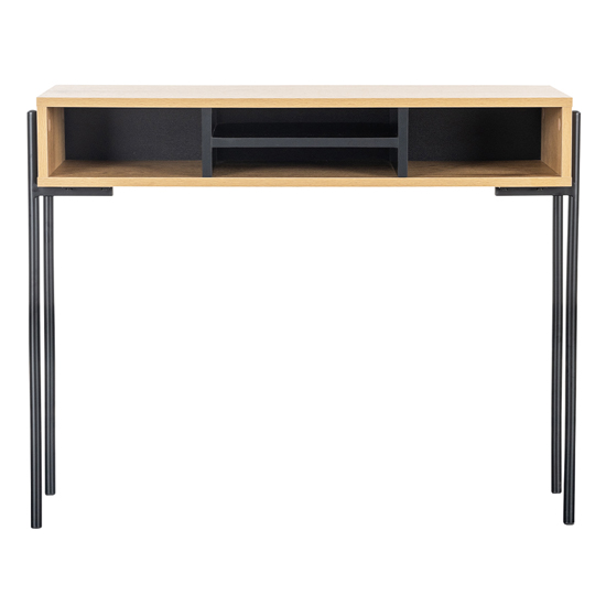 Maspeth Wooden Console Table In Natural With Black Metal Legs_2