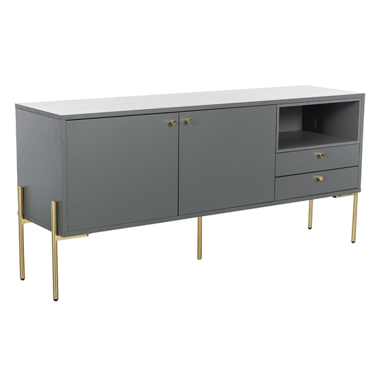 Product photograph of Maspeth Wooden Sideboard With 2 Door 2 Drawer In Grey And Gold from Furniture in Fashion
