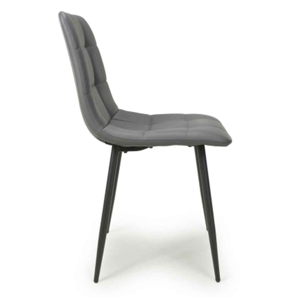 Massa Grey Faux Leather Dining Chairs In Pair