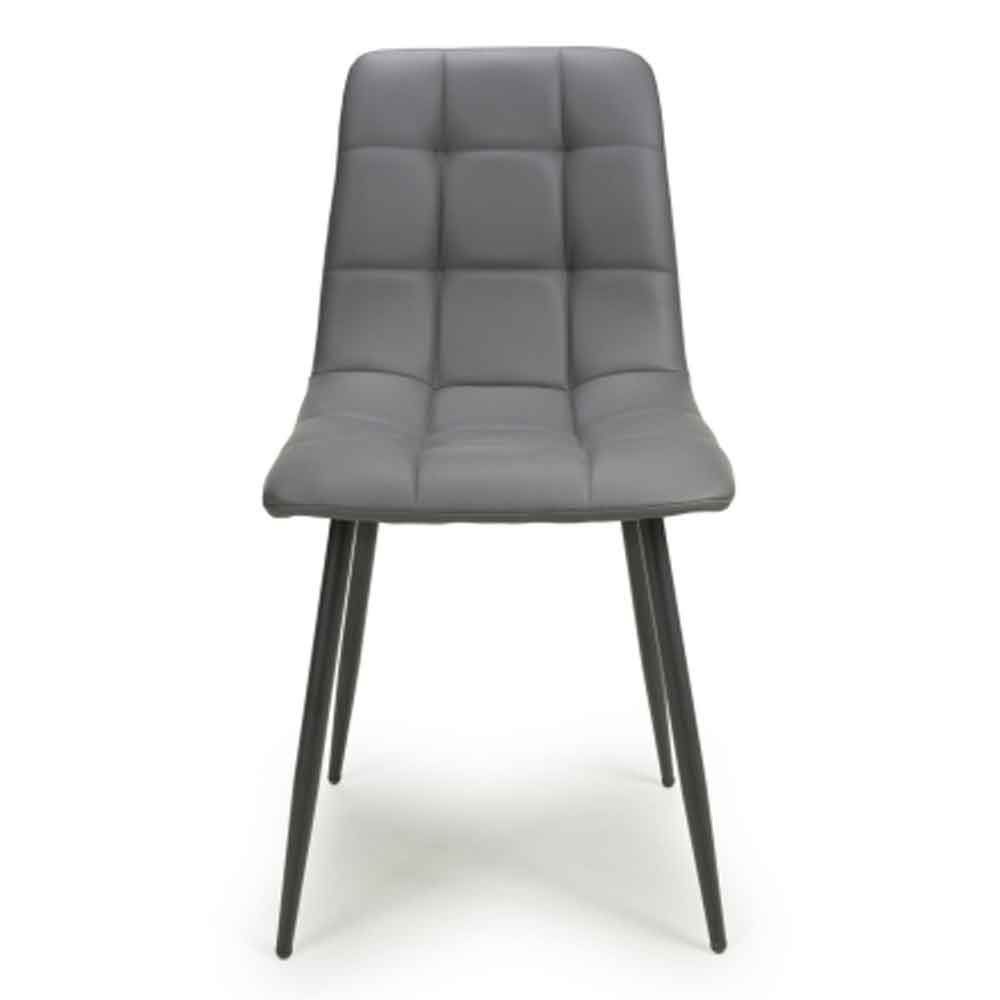 Massa Grey Faux Leather Dining Chairs In Pair