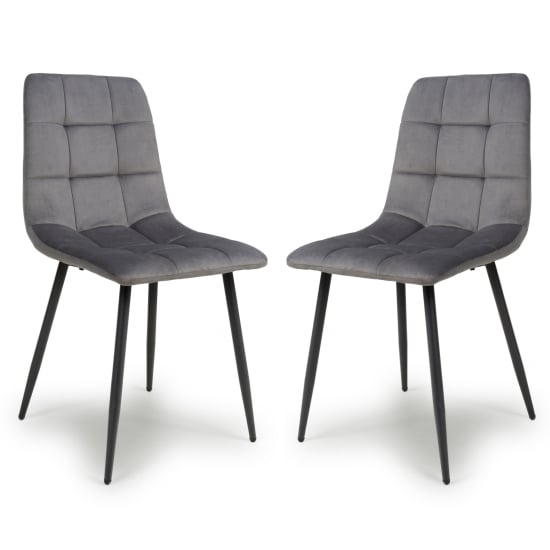 Massa Grey Brushed Velvet Dining Chairs In Pair