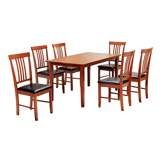 Read more about Makimi wooden dining set with 6 chairs in mahogany
