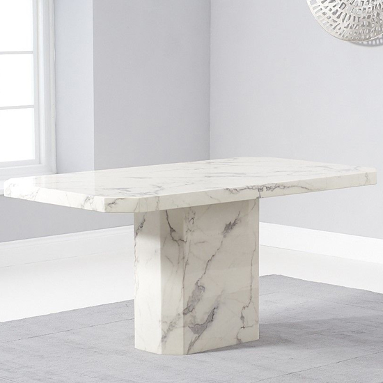 Massa Rectangular High Gloss Marble Dining Table In White_2