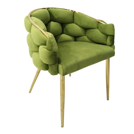Massa Velvet Dining Chair In Green With Gold Legs