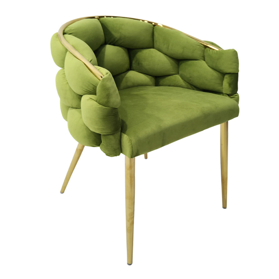Massa Velvet Dining Chair In Green With Gold Legs thumbnail