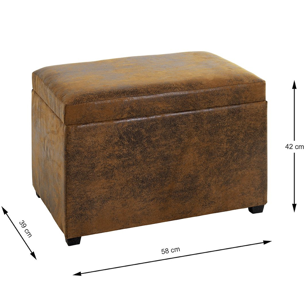 Massillon Small Fabric Storage Ottoman In Vintage Brown