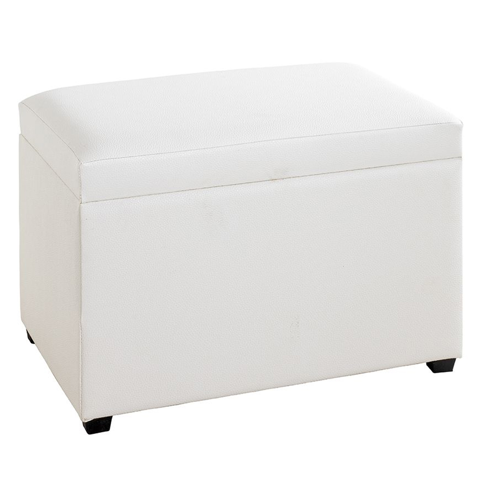 Massillon Small Fabric Storage Ottoman In White