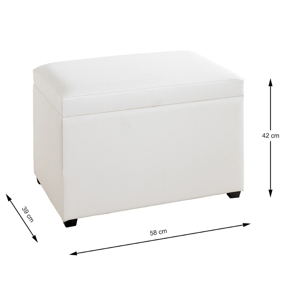 Massillon Small Fabric Storage Ottoman In White