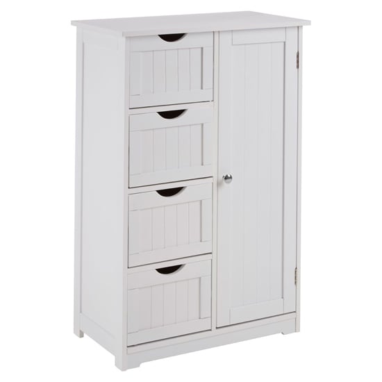 Read more about Matar wooden storage cabinet with 1 door and 4 drawers in white