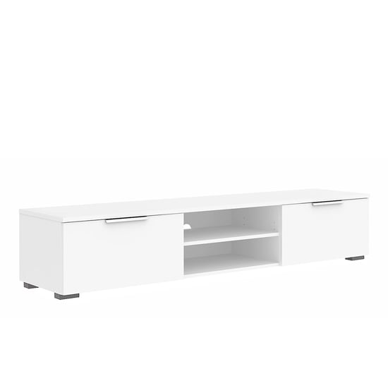 Matcher High Gloss 2 Drawers 2 Shelves TV Stand In White_2