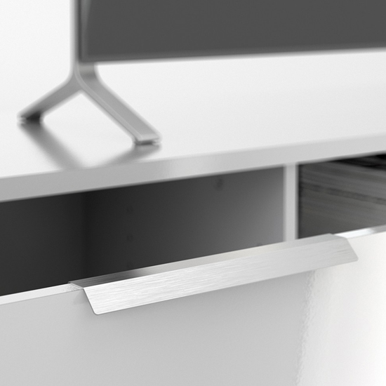 Matcher High Gloss TV Stand With 2 Doors 2 Shelves In White