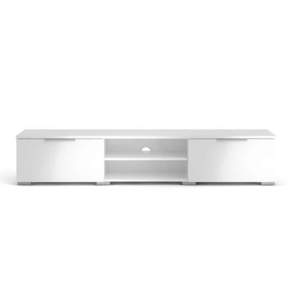 Matcher High Gloss TV Stand With 2 Doors 2 Shelves In White