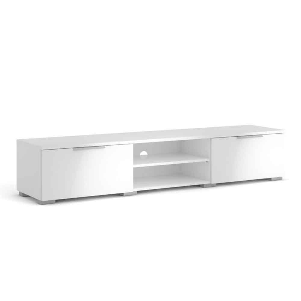 Matcher High Gloss TV Stand With 2 Doors 2 Shelves In White