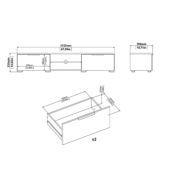 Matcher Wooden TV Stand With 2 Drawer 2 Shelves In Oak Furniture in