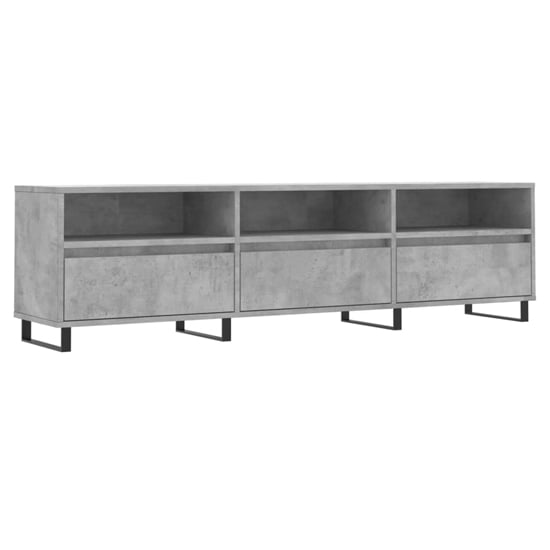 Mateo Wooden TV Stand With 3 Flap Doors In Concrete Effect