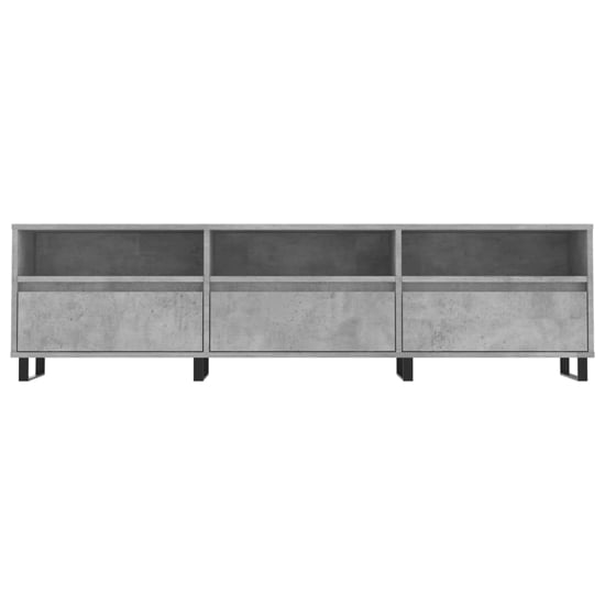 Mateo Wooden TV Stand With 3 Flap Doors In Concrete Effect