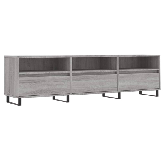 Mateo Wooden TV Stand With 3 Flap Doors In Grey Sonoma Oak