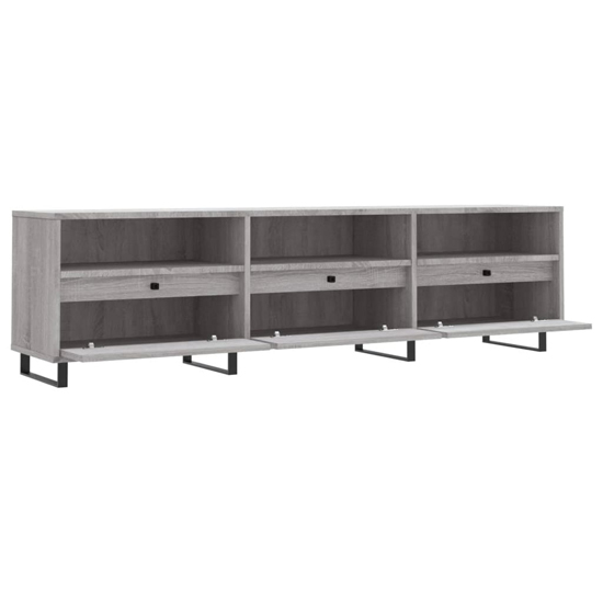 Mateo Wooden TV Stand With 3 Flap Doors In Grey Sonoma Oak