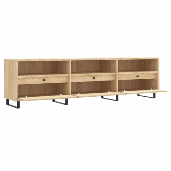 Mateo Wooden TV Stand With 3 Flap Doors In Sonoma Oak