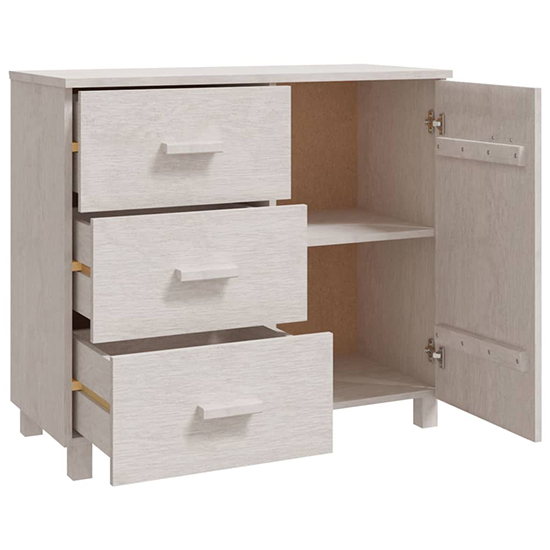 Matia Pinewood Sideboard With 1 Door 3 Drawers In White_4