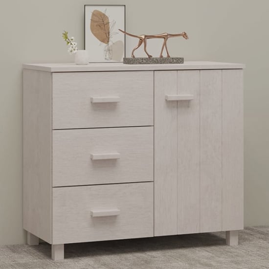 Matia Pinewood Sideboard With 1 Door 3 Drawers In White