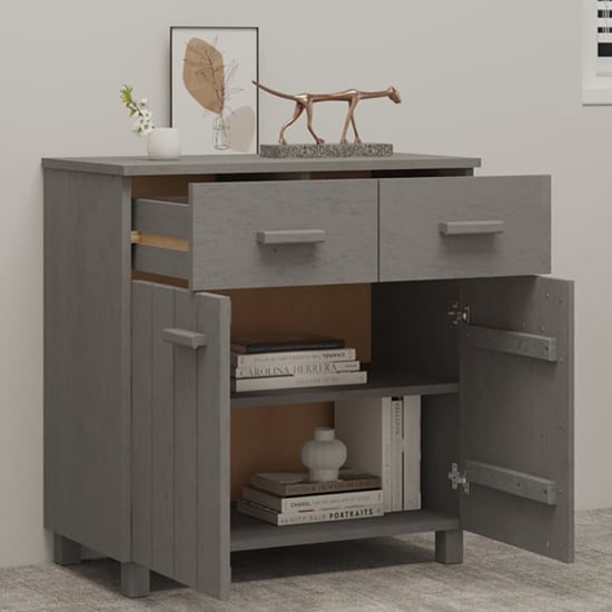Matia Pinewood Sideboard With 2 Doors 2 Drawers In Light Grey_2