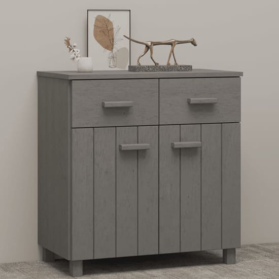 Matia Pinewood Sideboard With 2 Doors 2 Drawers In Light Grey