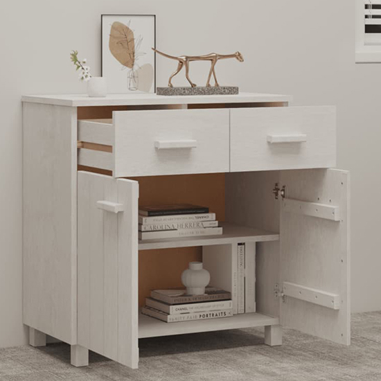 Matia Pinewood Sideboard With 2 Doors 2 Drawers In White_2