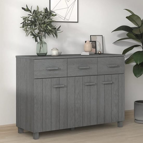Read more about Matia pinewood sideboard with 3 doors 3 drawers in dark grey