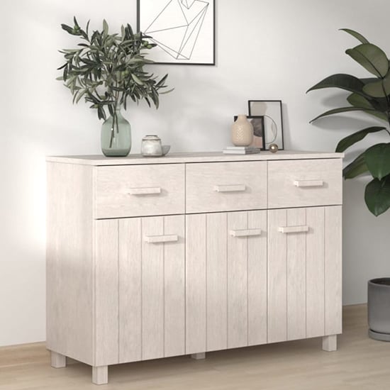 Matia Pinewood Sideboard With 3 Doors 3 Drawers In White