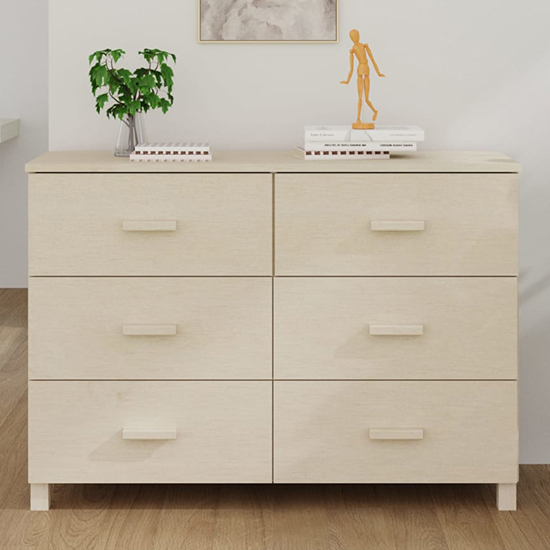 Matia Solid Pinewood Chest Of 6 Drawers In Honey Brown thumbnail