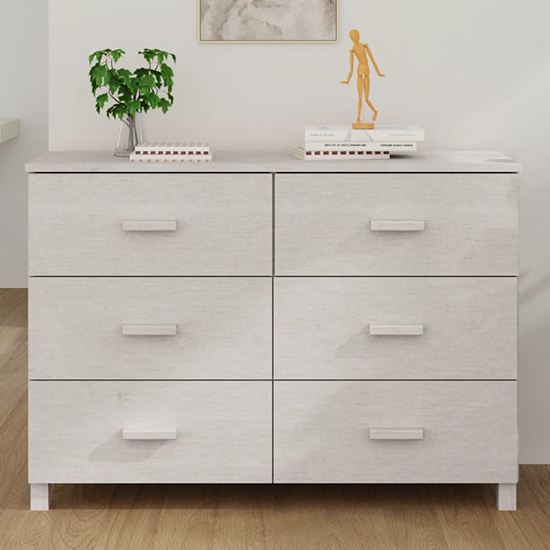 Matia Solid Pinewood Chest Of 6 Drawers In White Furniture in Fashion